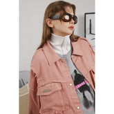 Unisex Jacket Retro Washed Casual Jacket Turn-down Collar Coat